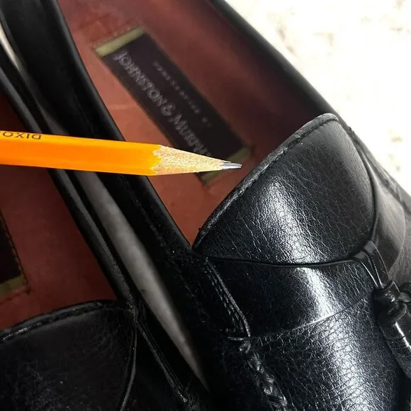 Johnston Murphy Shoes Mens 11 M Black Leather Loafers Tassels Office Date Night - Picture 5 of 12